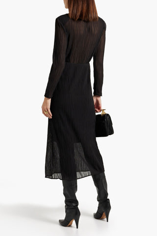 IRO ALOFI PLISS-MESH MIDI DRESS - Size 34