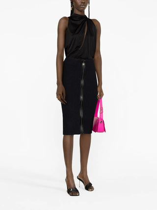 Tom Ford Ribbed Knit Front Zip Midi Skirt