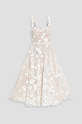 BRONX AND BANCO MADEMOISELLE EMBELLISHED TULLE MIDI DRESS - Size 10