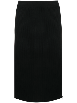 Tom Ford Ribbed Knit Side-Zip Midi Skirt Black
