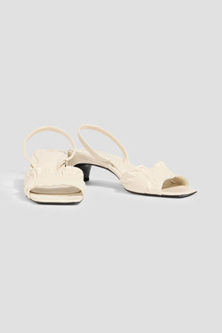 TOTEME THE GATHERED SCOOP CRINKLED GLOSSED-LEATHER SLINGBACK SANDALS - Size 39