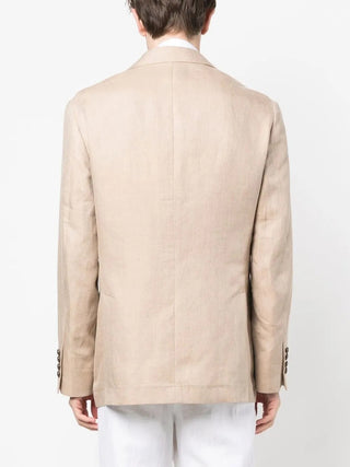 Brunello Cucinelli Linen Double-Breasted Blazer Light Brown