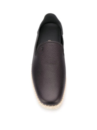 Tods Pebbled Leather Espadrille Loafers