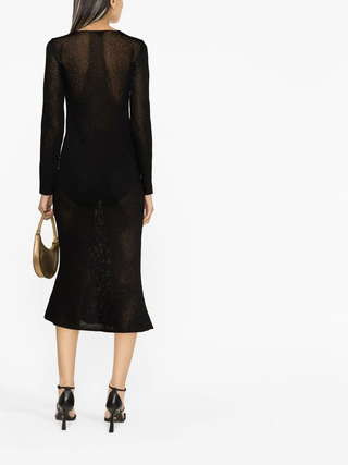 Tom Ford Fine-Knit Henley Neck Long Sleeve Midi Dress