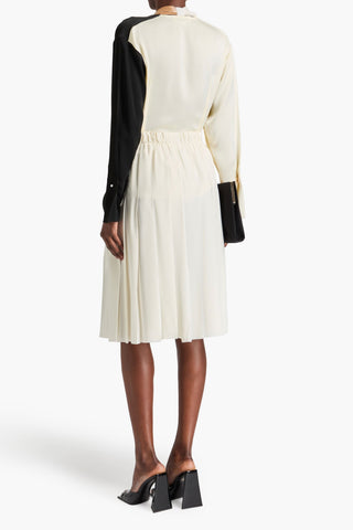 VICTORIA BECKHAM TWO-TONE PLEATED SILK SKIRT - Size 14