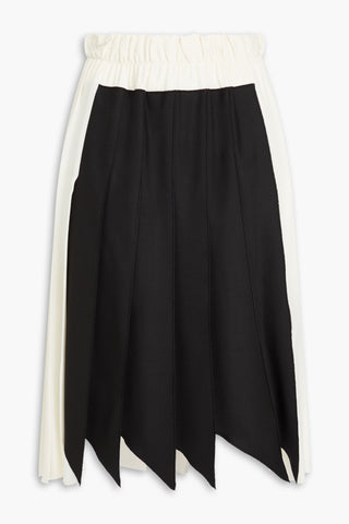VICTORIA BECKHAM TWO-TONE PLEATED SILK SKIRT - Size 14