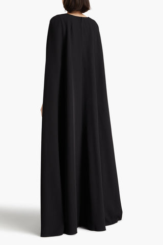 MARCHESA NOTTE CAPE-EFFECT EMBELLISHED CREPE GOWN - Size 10