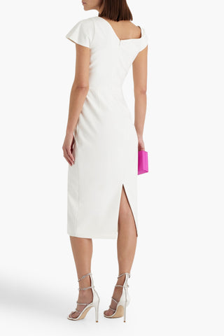 MARCHESA NOTTE PLEATED CREPE MIDI DRESS - Size 4