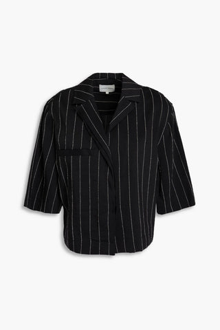 LOULOU STUDIO LAGO CROPPED PINSTRIPED TWILL SHIRT - Size XS
