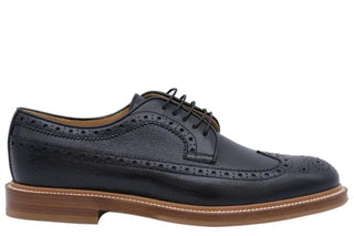 Brunello Cucinelli Grained Leather Laced Brogues with Contrast Sole