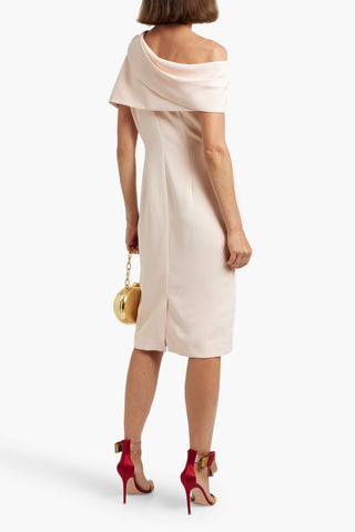 BADGLEY MISCHKA ONE-SHOULDER DRAPED CREPE DRESS - Size 2