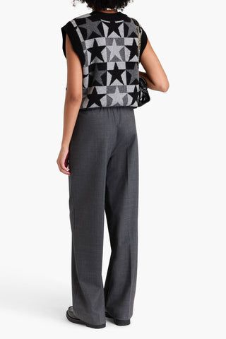 SANDRO WOOL-BLEND TWILL WIDE-LEG PANTS - Size 36