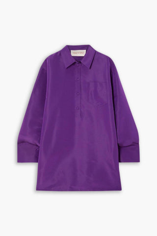 VALENTINO GARAVANI OVERSIZED SILK-FAILLE SHIRT - Size 40