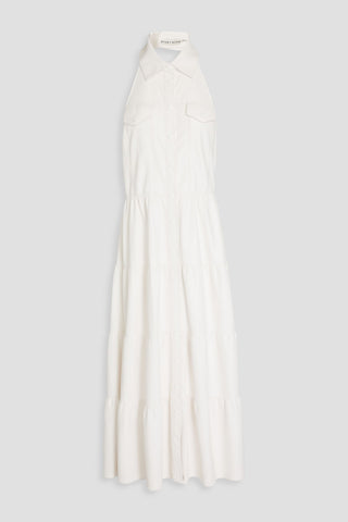 ALICE + OLIVIA MIRANDA TIERED HALTERNECK MIDI DRESS - Size 8