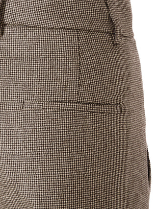 Brunello Cucinelli Houndstooth Wool Blend High-Waisted Pleated Trousers