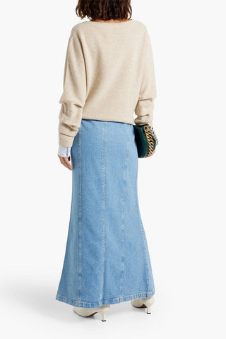 DEREK LAM CASSIE POPLIN-PANELED WOOL SWEATER - Size S