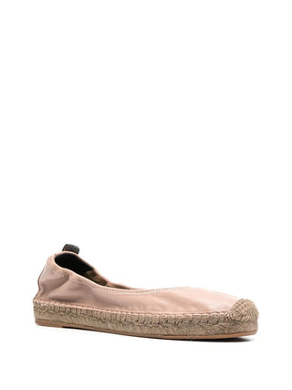 Brunello Cucinelli Leather Elasticated Espadrille Flats in Dune