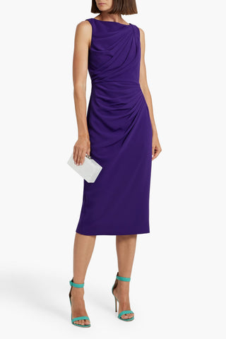 BADGLEY MISCHKA DRAPED CREPE MIDI DRESS - Size 4