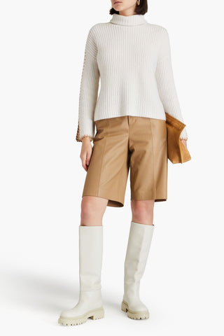 AUTUMN CASHMERE RIBBED-KNIT TURTLENECK SWEATER - Size L