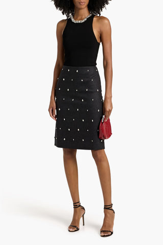 A.L.C. BELLA CROPPED CRYSTAL-EMBELLISHED STRETCH-KNIT TOP - Size S