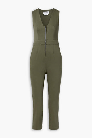 RIVET UTILITY ROCKSTAR CROPPED STRETCH-TWILL JUMPSUIT - Size S
