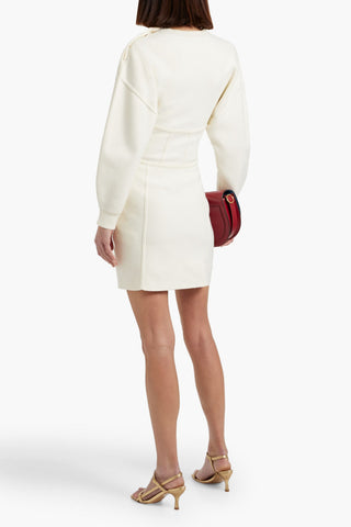 MAJE BUTTON-DETAILED KNITTED MINI DRESS - Size 34