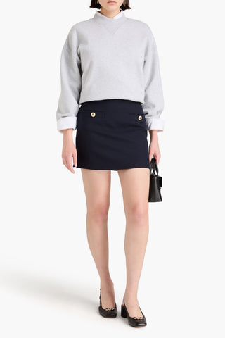 SANDRO WOOL-BLEND TWILL MINI SKIRT - Size 42