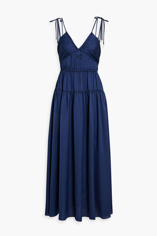 DEREK LAM CALLISTA PLEATED SATIN MIDI DRESS - Size 6