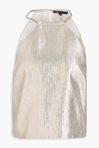 MAJE CHAIN-EMBELLISHED LAM TOP - Size 1