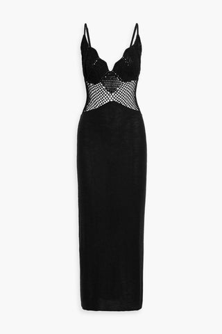 STAUD TARA CROCHET-TRIMMED COTTON MAXI DRESS - Size XL