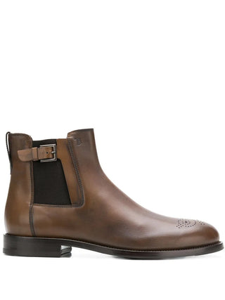 Tods Tod's Leather Chelsea Boots with Brogue Detail and Buckle