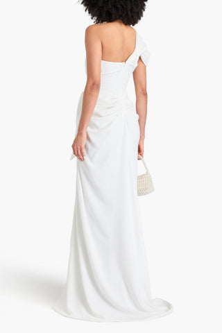 RHEA COSTA ELENA ONE-SHOULDER DRAPED CREPE GOWN - Size 40