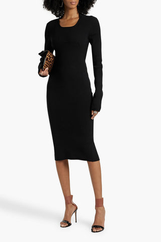 RICK OWENS COLUMN CUTOUT STRETCH-KNIT MIDI DRESS - Size M