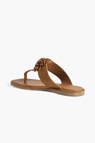 IRIS & INK GRACE POMPOM-EMBELLISHED SUEDE SANDALS - Size 38