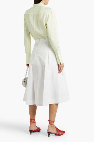 3.1 PHILLIP LIM BELTED PLEATED COTTON-BLEND MIDI SKIRT - Size 2