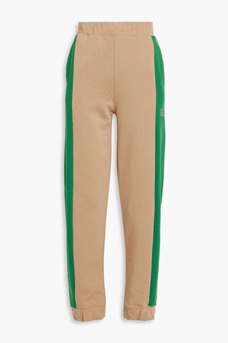 GANNI STRIPED COTTON-BLEND FLEECE TRACK PANTS - Size M