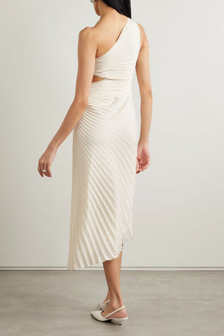 A.L.C. DAHLIA ONE-SHOULDER CUTOUT PLEATED CREPE MAXI DRESS - Size 8