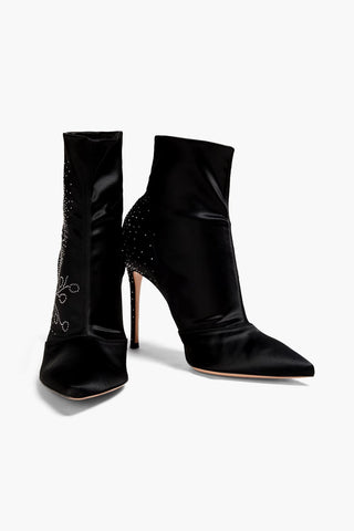 GIANVITO ROSSI EMBELLISHED STRETCH-SATIN SOCK BOOTS - Size 36.5