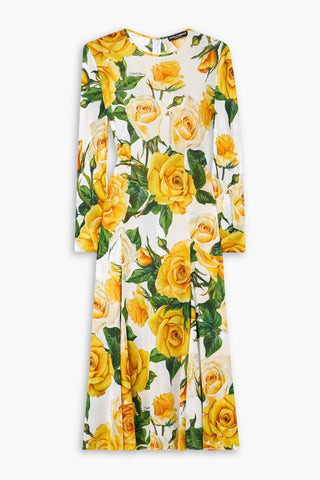 DOLCE&GABBANA FLORAL-PRINT ORGANZA MIDI DRESS - Size 40