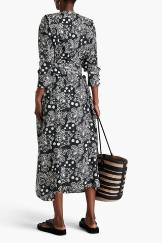 LORETTA CAPONI VALENTINA BELTED PRINTED COTTON MIDI DRESS - Size ONESIZE