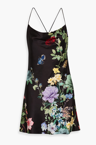 ALICE + OLIVIA HARMONY PRINTED SATIN MINI DRESS - Size 8