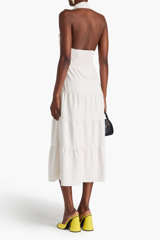 ALICE + OLIVIA MIRANDA TIERED HALTERNECK MIDI DRESS - Size 8