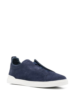 Zegna Suede Slip-On Sneakers with White Sole