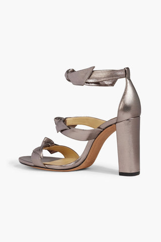 ALEXANDRE BIRMAN LOLITA BOW-DETAILED METALLIC LEATHER SANDALS - Size 39.5