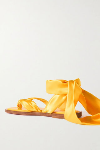 CHRISTIAN LOUBOUTIN NILO DU DESERT TIE-DETAILED SATIN-CREPE SANDALS - Size 38