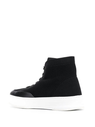 Tods Black Mesh and Leather Low-Top Sneakers with Contrast Sole