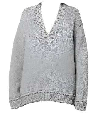 Tom Ford Bouclé Knit Deep V-Neck Sweater Grey