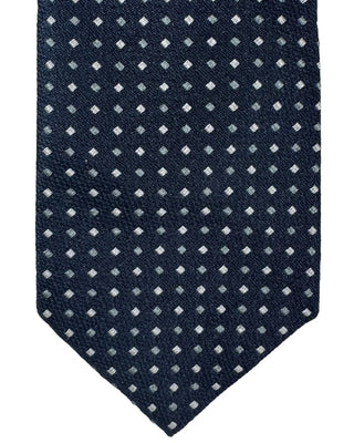 Brunello Cucinelli Textured Navy Diamond Pattern Silk Necktie
