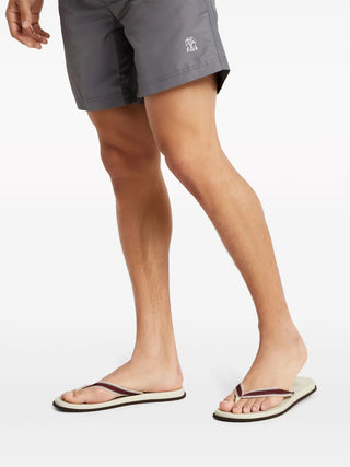 Brunello Cucinelli Striped Textile Strap Thong Sandals