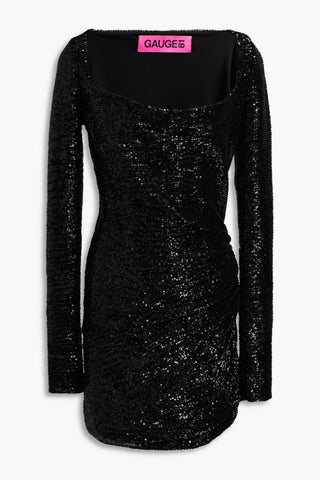 GAUGE81 EVRY RUCHED SEQUINED TULLE MINI DRESS - Size XL